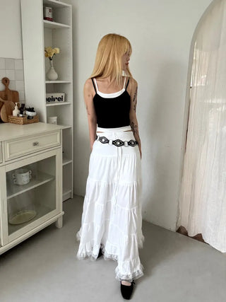 Dora frill lace maxi long skirt