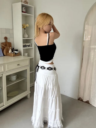 Dora frill lace maxi long skirt