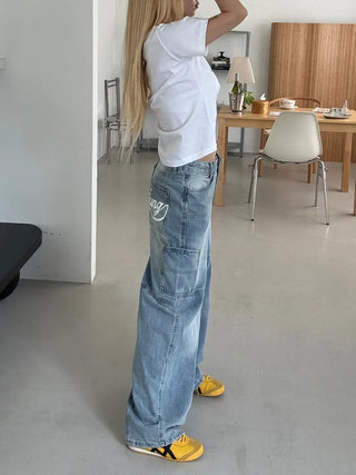 Mako Hip Lettering Carpenter Denim Long Pants