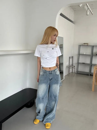 Mako Hip Lettering Carpenter Denim Long Pants