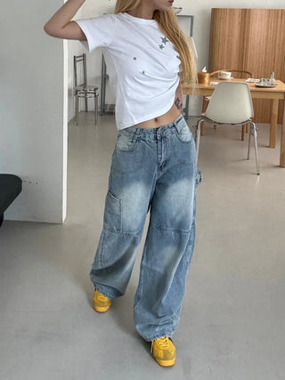 Mako Hip Lettering Carpenter Denim Long Pants