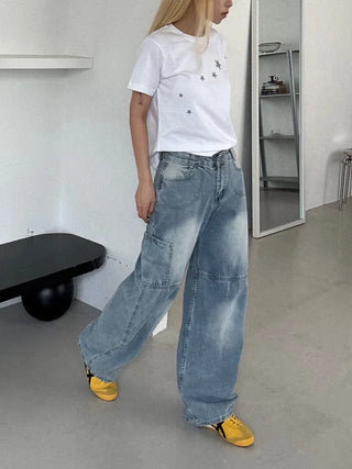 Mako Hip Lettering Carpenter Denim Long Pants
