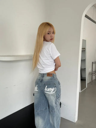 Mako Hip Lettering Carpenter Denim Long Pants