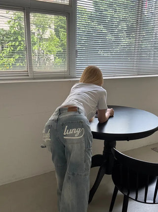 Mako Hip Lettering Carpenter Denim Long Pants