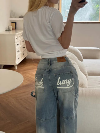 Mako Hip Lettering Carpenter Denim Long Pants