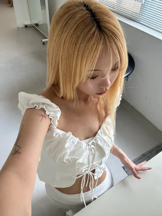 Nori Lovely Shirring Crop Blouse