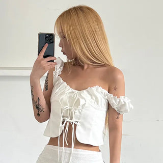 Nori Lovely Shirring Crop Blouse