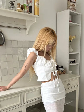 Nori Lovely Shirring Crop Blouse