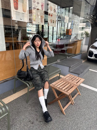 Tio Ribbed Zip-Up Hoodie Knit Vintage Unique Transitional Season