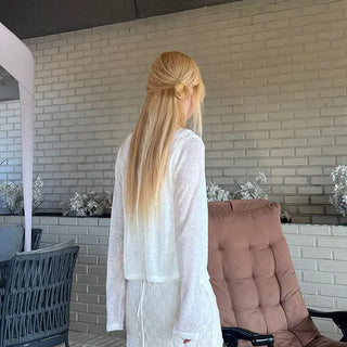 Mariko Two-Button See-Through Cardigan