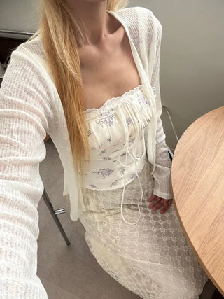 Mariko Two-Button See-Through Cardigan