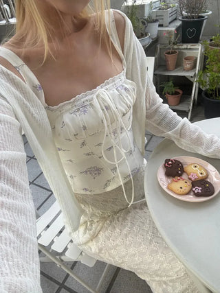 Mariko Two-Button See-Through Cardigan