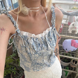 Pello Ribbon Frill Sleeveless Blouse