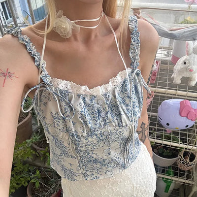 Pello Ribbon Frill Sleeveless Blouse