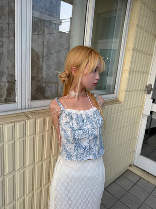 Pello Ribbon Frill Sleeveless Blouse