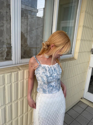 Pello Ribbon Frill Sleeveless Blouse