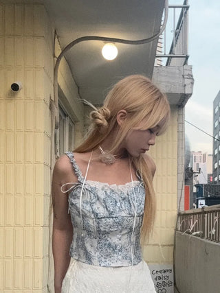 Pello Ribbon Frill Sleeveless Blouse