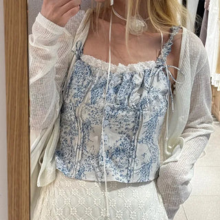 Pello Ribbon Frill Sleeveless Blouse