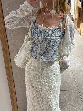 Pello Ribbon Frill Sleeveless Blouse