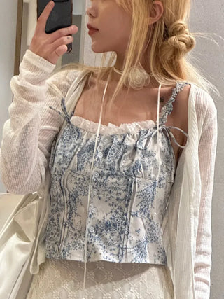 Pello Ribbon Frill Sleeveless Blouse
