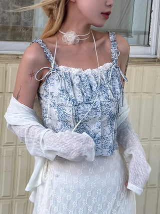 Pello Ribbon Frill Sleeveless Blouse