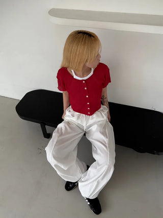 Napi Crop Ribbed Summer Short Sleeve Cardigan