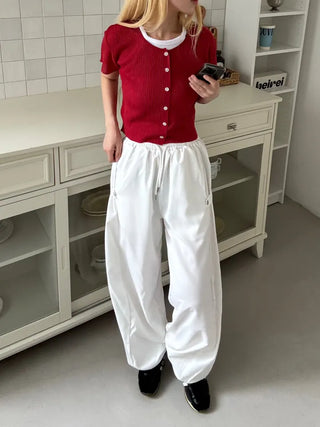 Napi Crop Ribbed Summer Short Sleeve Cardigan