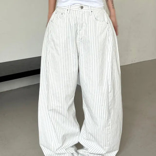 Moti Loose Wide Striped Cotton Pants