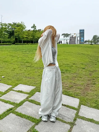 Moti Loose Wide Striped Cotton Pants
