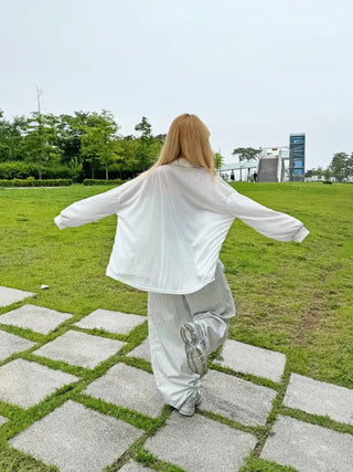 Moti Loose Wide Striped Cotton Pants