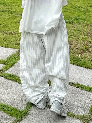 Moti Loose Wide Striped Cotton Pants