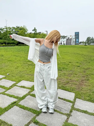 Moti Loose Wide Striped Cotton Pants