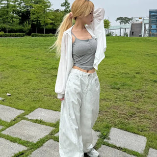 Moti Loose Wide Striped Cotton Pants