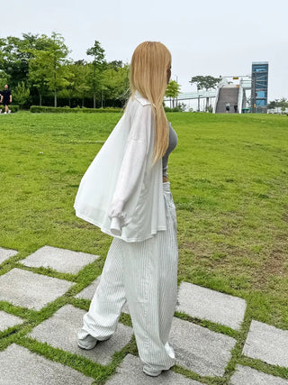 Moti Loose Wide Striped Cotton Pants