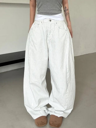 Moti Loose Wide Striped Cotton Pants