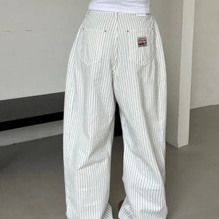 Moti Loose Wide Striped Cotton Pants