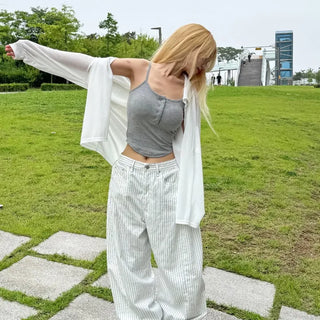 Kao Snap Button Ribbed Sleeveless Top