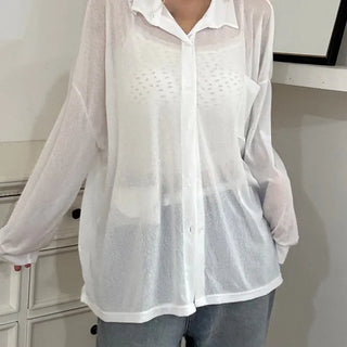 Lumi Moist See-through Loose Collar Cardigan