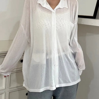 Lumi Moist See-through Loose Collar Cardigan