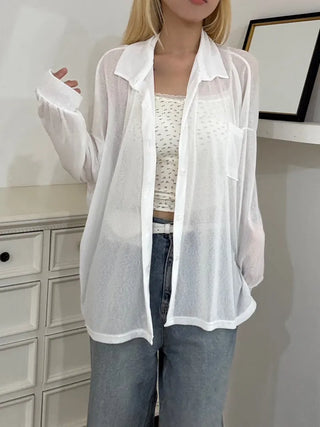 Lumi Moist See-through Loose Collar Cardigan