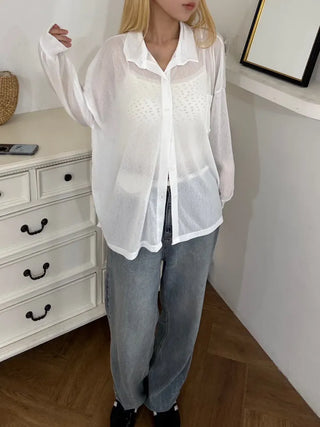 Lumi Moist See-through Loose Collar Cardigan