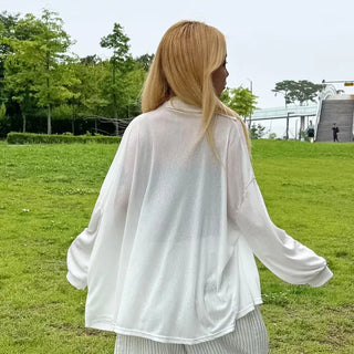 Lumi Moist See-through Loose Collar Cardigan
