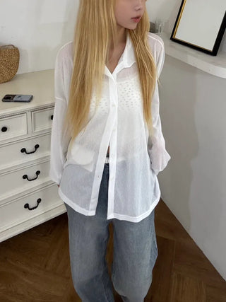 Lumi Moist See-through Loose Collar Cardigan