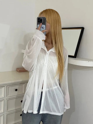 Lumi Moist See-through Loose Collar Cardigan