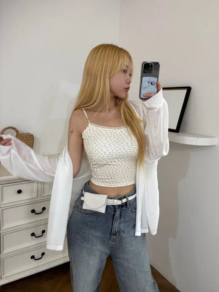 Lumi Moist See-through Loose Collar Cardigan