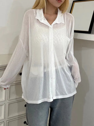 Lumi Moist See-through Loose Collar Cardigan