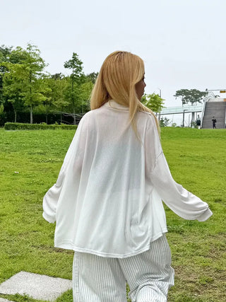 Lumi Moist See-through Loose Collar Cardigan