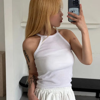Moody Chewy Basic Ribbed Halter Sleeveless