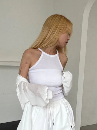 Moody Chewy Basic Ribbed Halter Sleeveless