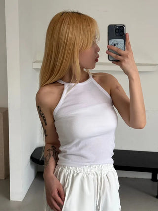Moody Chewy Basic Ribbed Halter Sleeveless